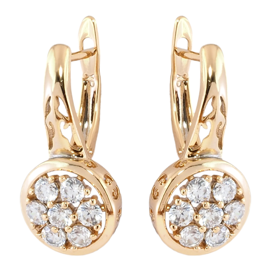 Серьги Xuping Позолота 18K английский замок Цветочный узор с цирконием фото №1