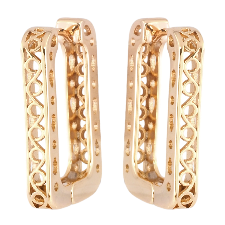 Серьги Xuping Позолота 18K колечки Резной узор фото №1 Серьги Xuping Позолота 18K колечки Резной узор фото №1