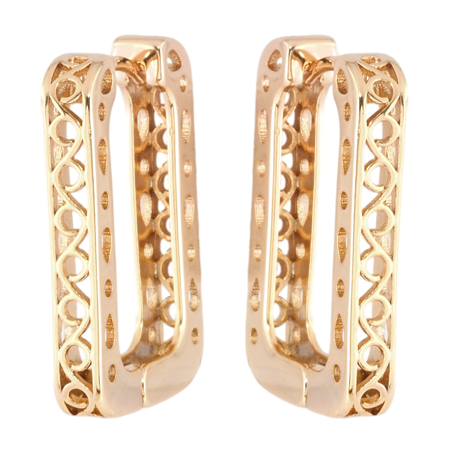 Сережки Xuping Позолота 18K колечка Різьблений візерунок фото №1 Сережки Xuping Позолота 18K колечка Різьблений візерунок фото №1