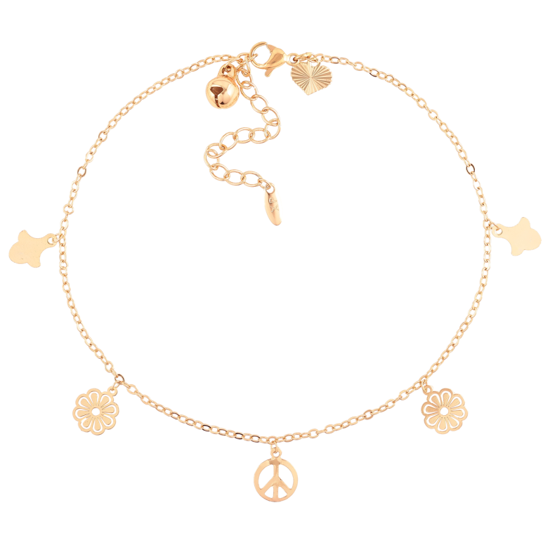 Браслет Xuping Позолота 18K на ногу Цепочка Якорная с подвесками размер 24-28см х 1.5мм фото №1