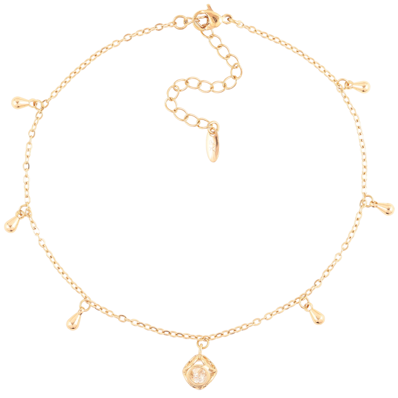 Браслет Xuping Позолота 18K на ногу Цепочка Якорная с подвесками размер 23-28см х 1.5мм фото №1