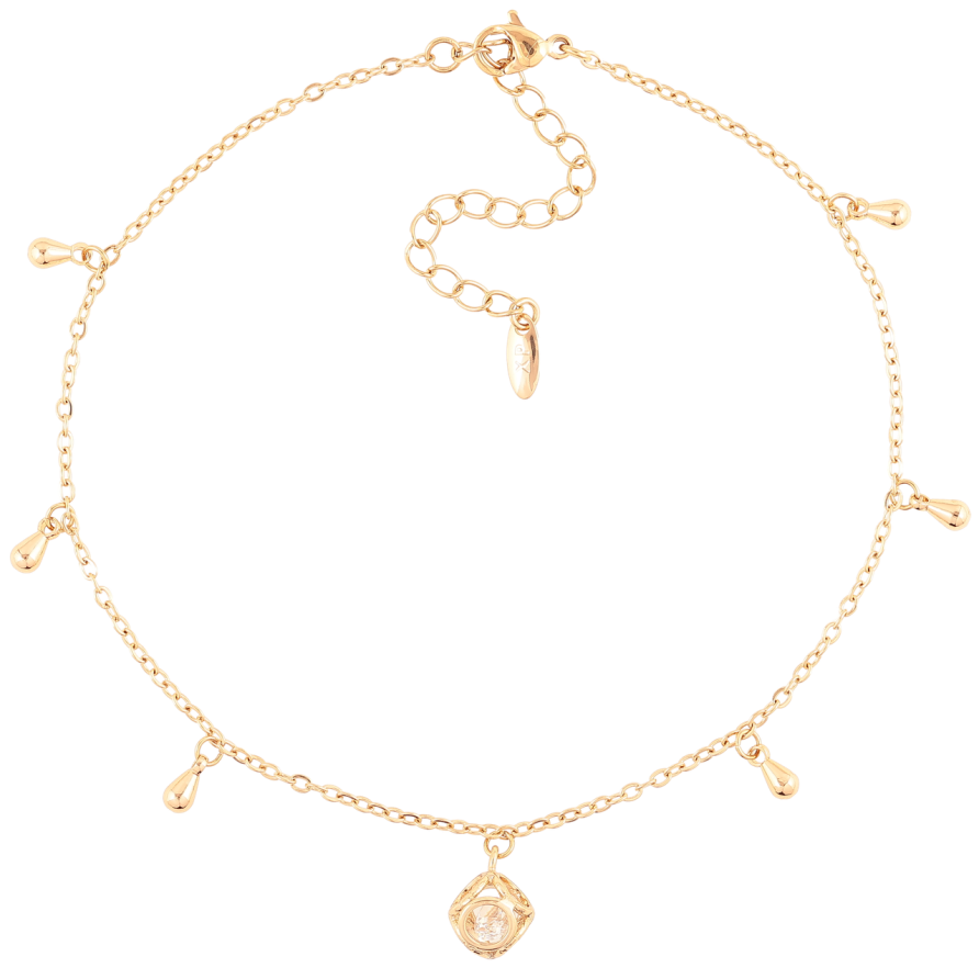 Браслет Xuping Позолота 18K на ногу «Ланцюжок Якірний з підвісками» розмір 23-28см х 1.5мм фото №1