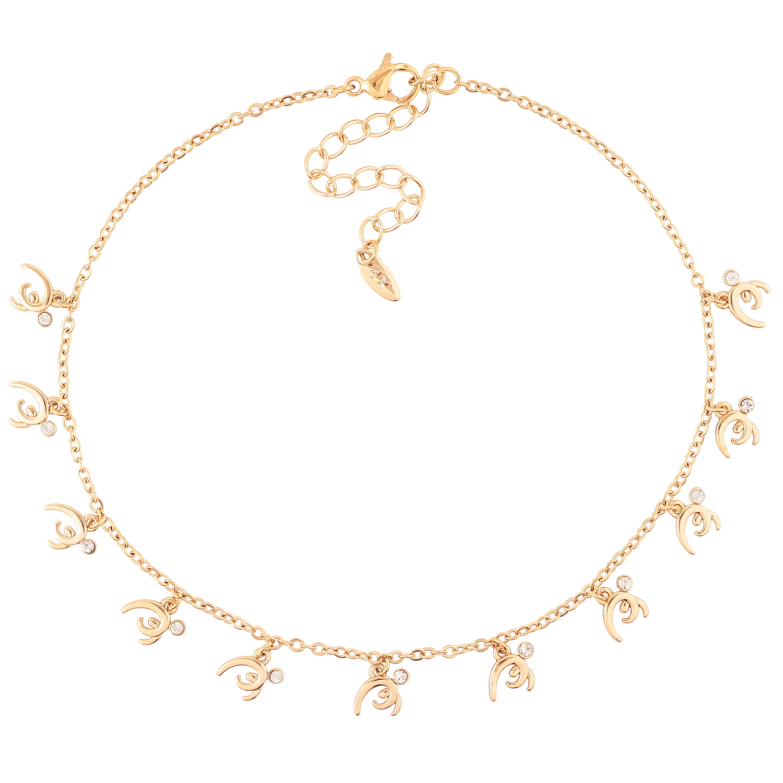 Браслет Xuping Позолота 18K на ногу Цепочка Якорная с подвесками размер 23-28см х 1.5мм фото №1