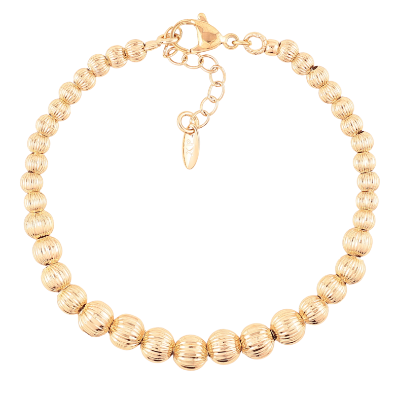 Браслет Xuping Позолота 18K Бусины с насечками размер с доп.цеп.17.5-20см х 4-6мм фото №1