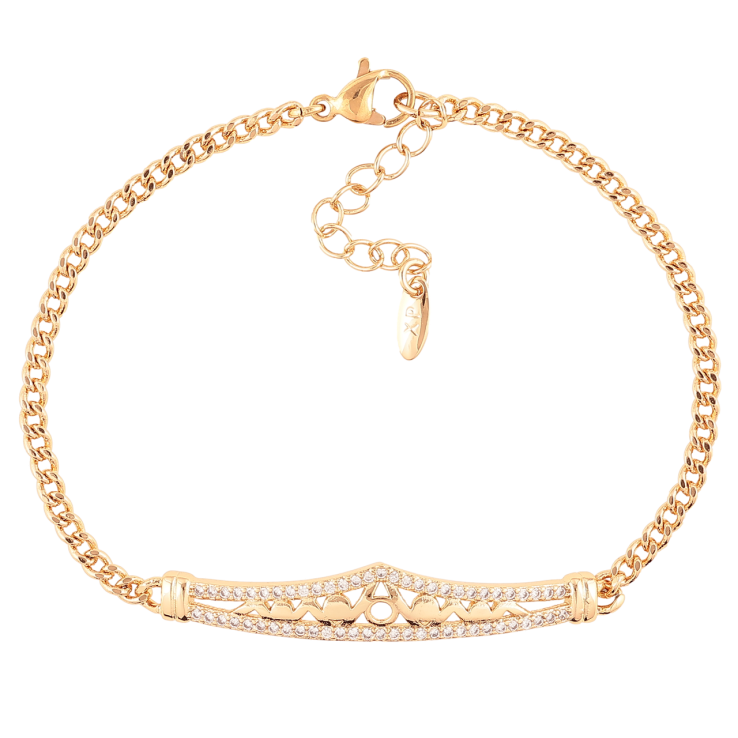 Браслет Xuping Позолота 18K Панцирная цепочка с декоративной вставкой размер с доп.цеп.18-21.5см х 3мм фото №6