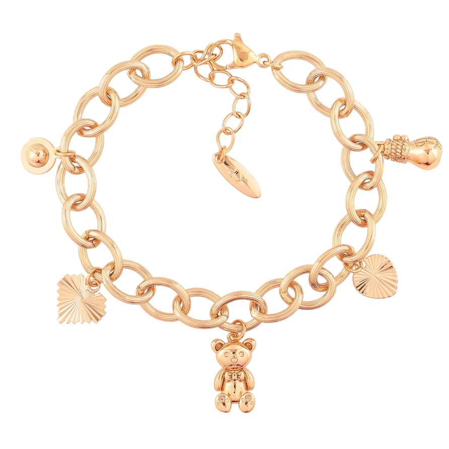 Браслет Xuping Позолота 18K Цепочка Якорная с подвесками размер с доп.цеп.17-20.5см х 8мм фото №1