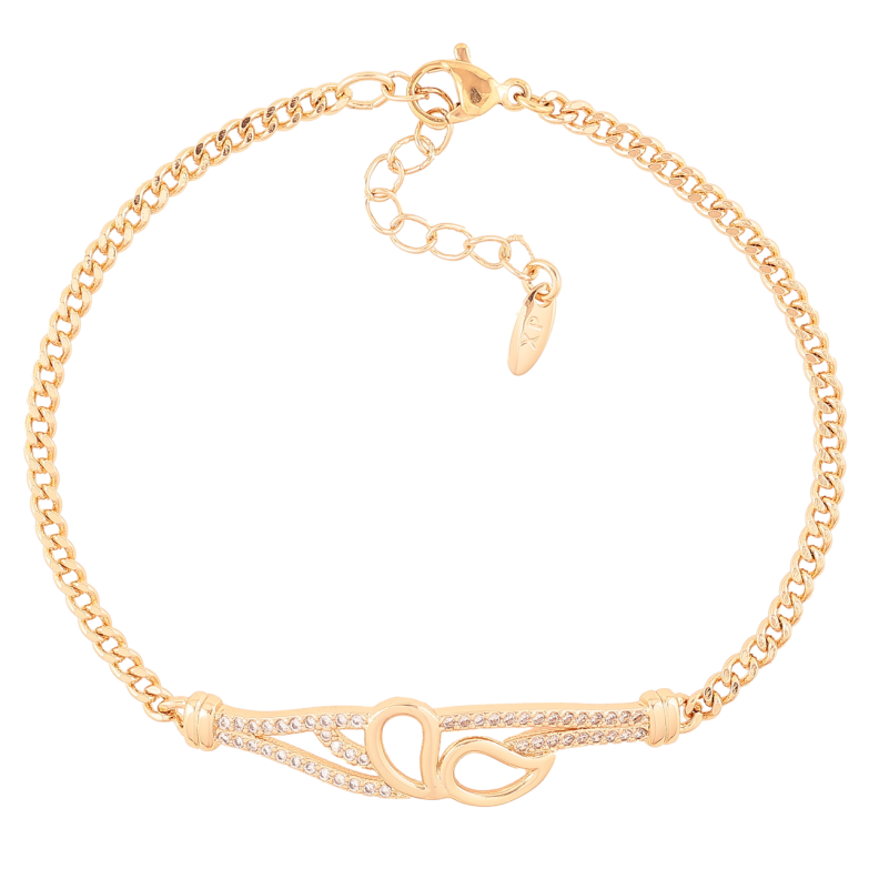 Браслет Xuping Позолота 18K Цепочка Панцирная с декоративной вставкой размер с доп.цеп.19-22см х 2.5мм фото №1