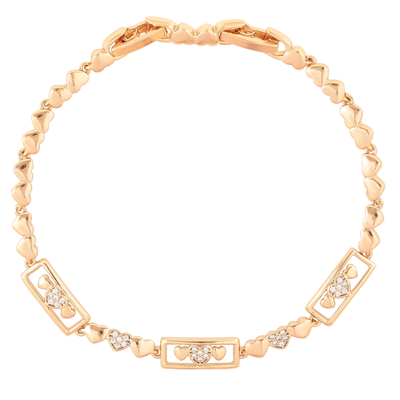 Браслет Xuping Позолота 18K «Сердечка з цирконієм» розмір з доп.замком 17,19см х 3-6мм фото №1