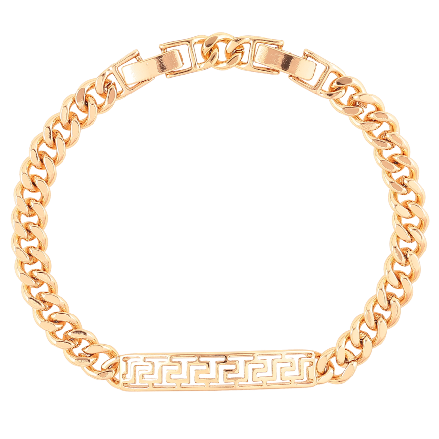 Браслет Xuping Позолота 18K «Панцирний ланцюжок і вставка з грецьким візерунок» розмір з доп.замком 17,19см х 6мм фото №1