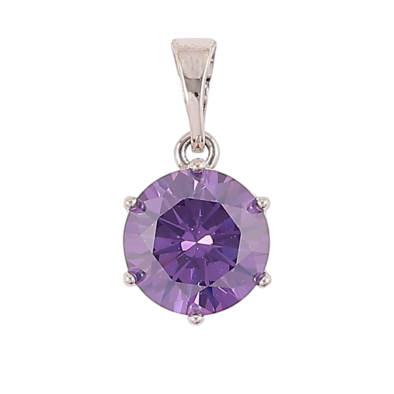 Кулон Xuping Родий Сиреневый фианит, ø 9мм для цепочки до 5мм фото №3