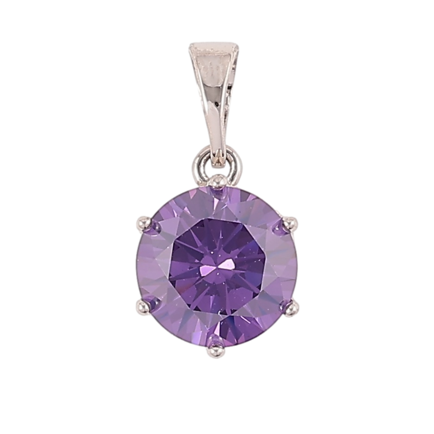 Кулон Xuping Родий Сиреневый фианит, ø 9мм для цепочки до 5мм фото №1