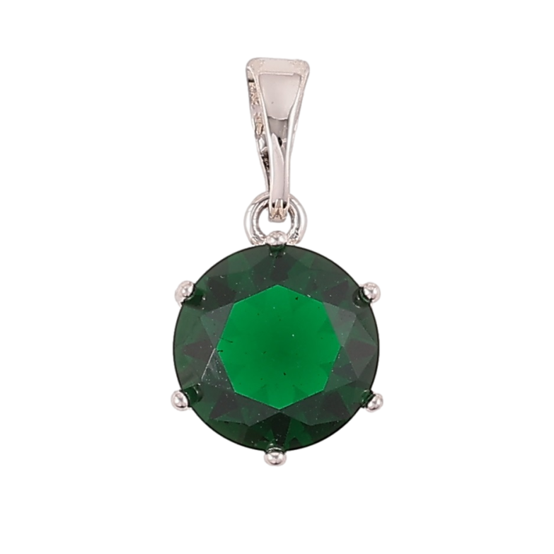 Кулон Xuping Родій «Зелений фіаніт, ø 9мм» для ланцюжка до 5мм фото №1