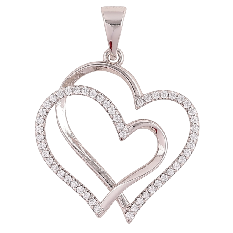 Кулон Xuping Родій «Сердечка з цирконієм» для ланцюжка до 7мм фото №1