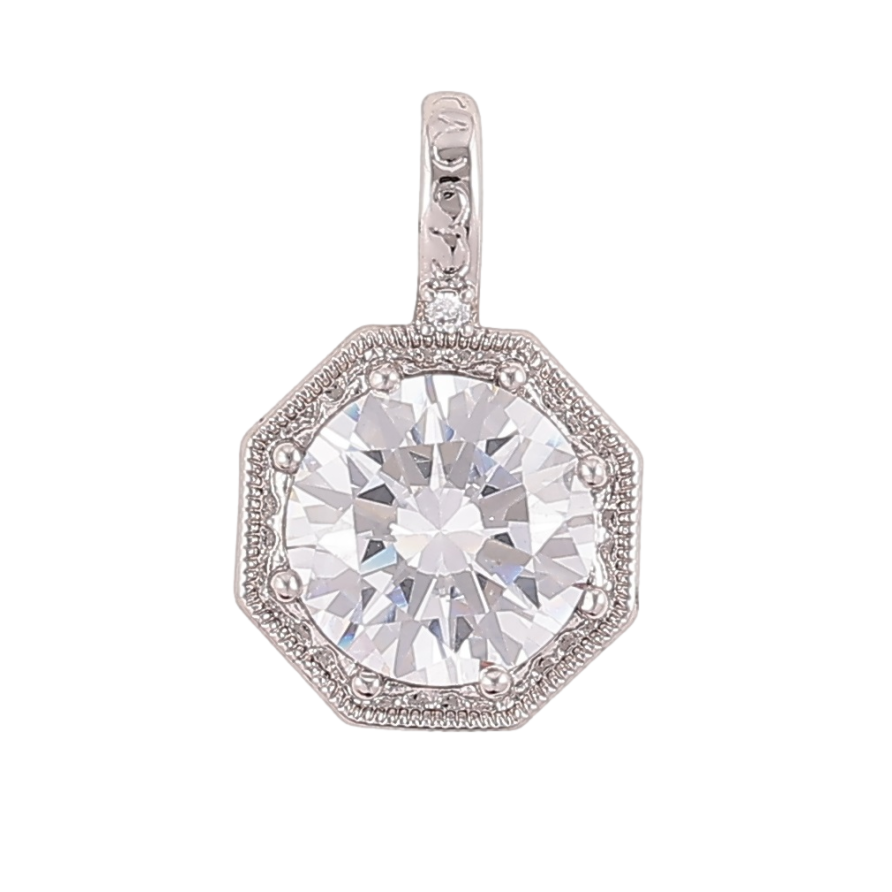 Кулон Xuping Родий Фианит в восьмигранной оправе для цепочки до 4мм фото №1