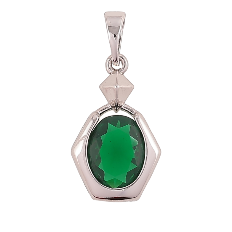 Кулон Xuping Родий Фигурная подвеска с зеленым фианитом для цепочки до 5мм фото №1