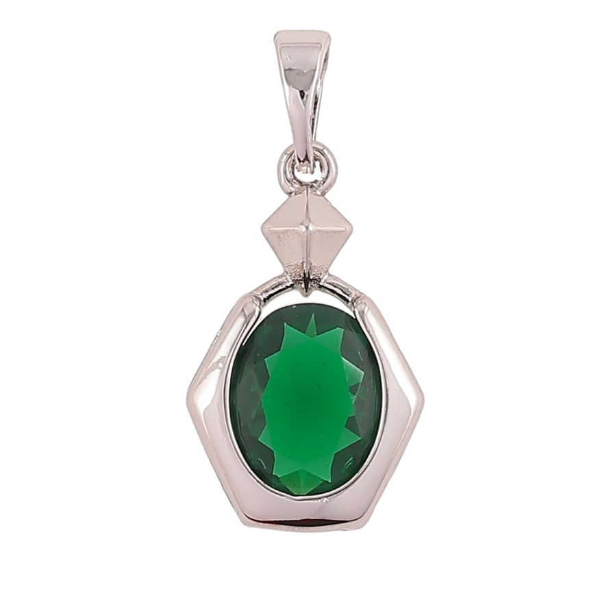 Кулон Xuping Родий Фигурная подвеска с зеленым фианитом для цепочки до 5мм фото №1