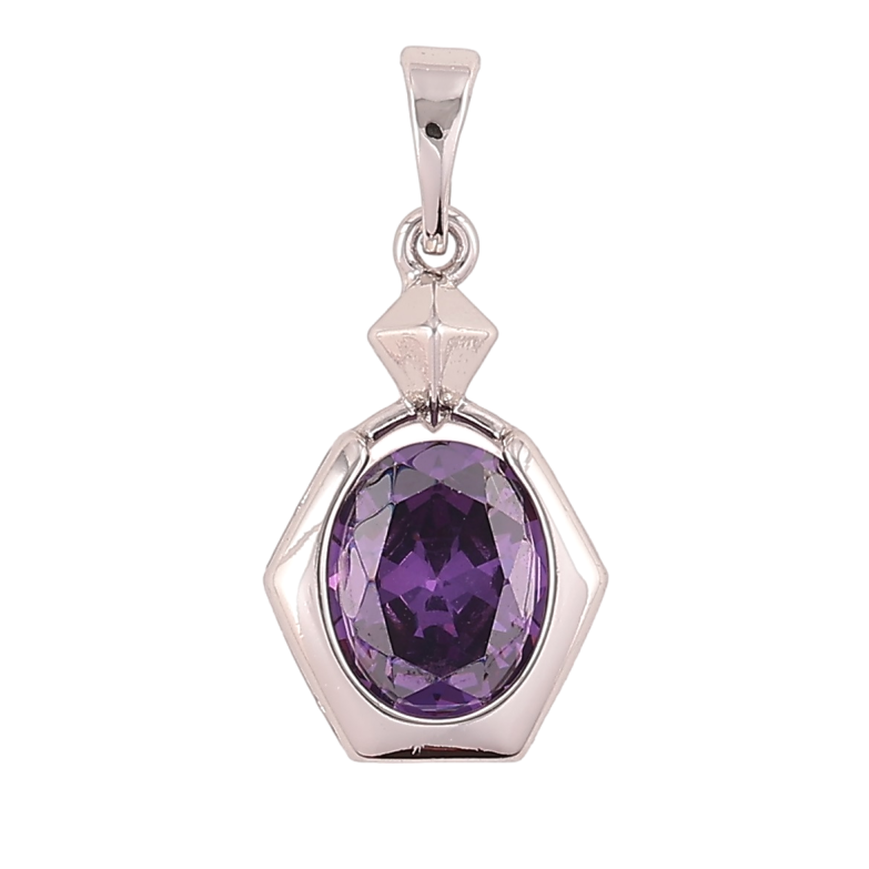 Кулон Xuping Родий Фигурная подвеска с сиреневым фианитом для цепочки до 5мм фото №1