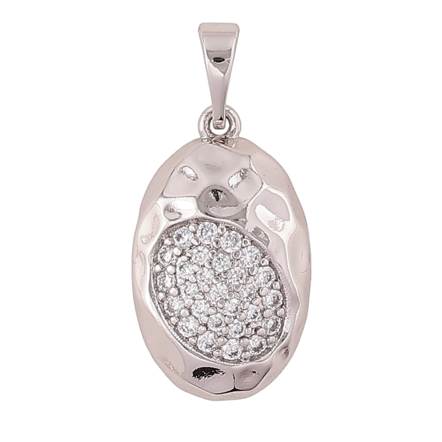 Кулон Xuping Родій «Овал з інкрустацією цирконієм» для ланцюжка до 5мм фото №1