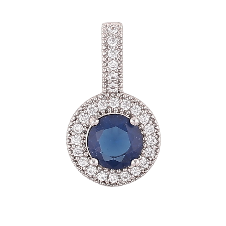Кулон Xuping Родий Синий фианит в обрамлении циркония, ø 10мм для цепочки до 4мм фото №1