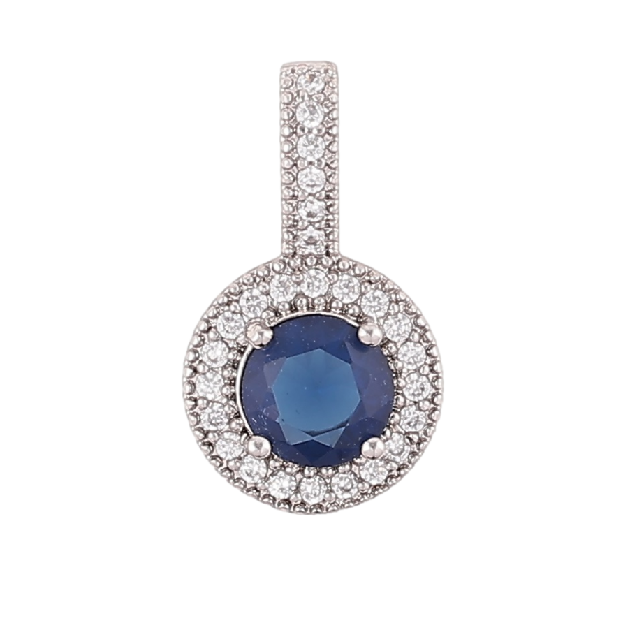 Кулон Xuping Родій «Синій фіаніт в обрамленні цирконію, ø 10мм» для ланцюжка до 4мм фото №1