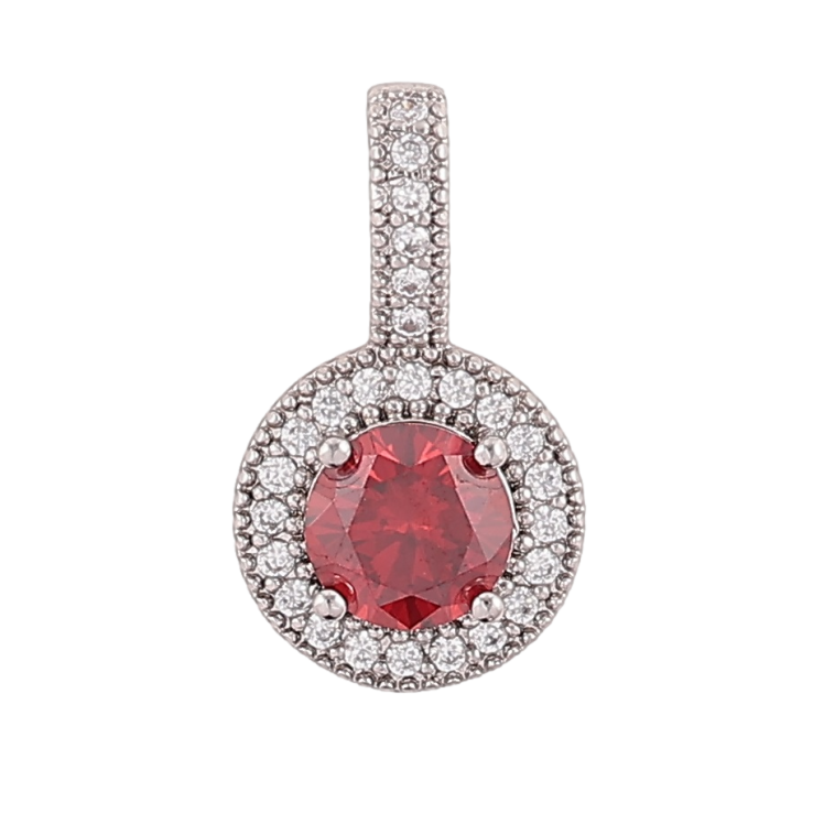 Кулон Xuping Родій «Червоний фіаніт в обрамленні цирконію, ø 10мм» для ланцюжка до 4мм фото №12