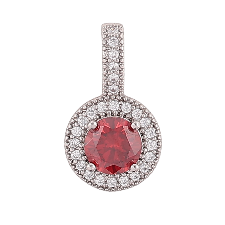 Кулон Xuping Родий Красный фианит в обрамлении циркония, ø 10мм для цепочки до 4мм фото №6