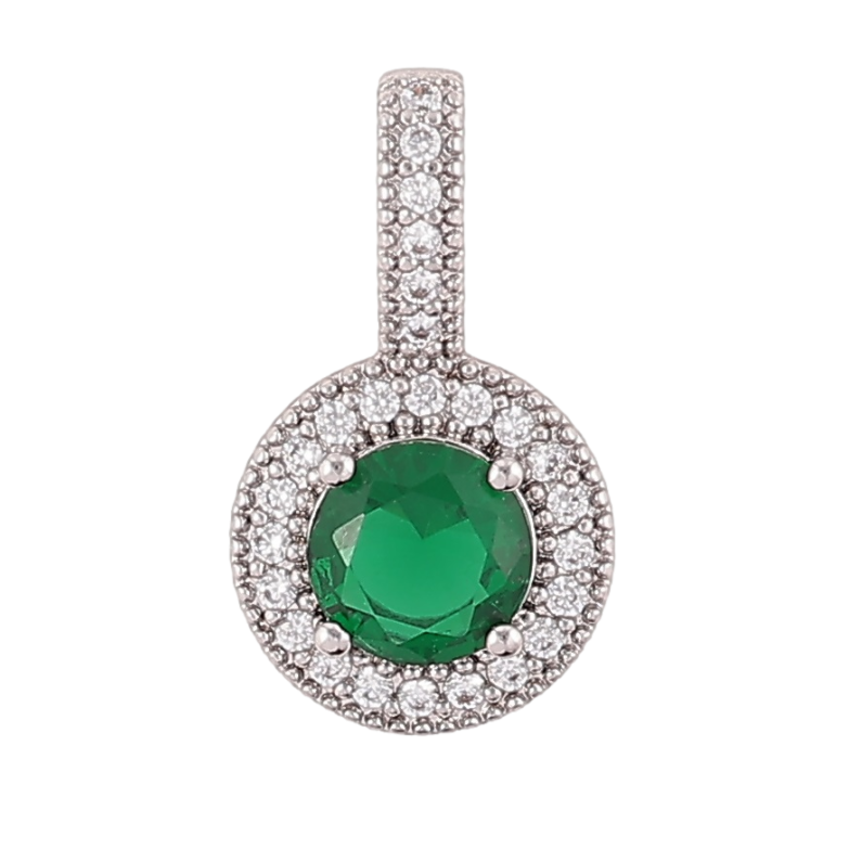 Кулон Xuping Родий Зеленый фианит в обрамлении циркония, ø 10мм для цепочки до 4мм фото №15