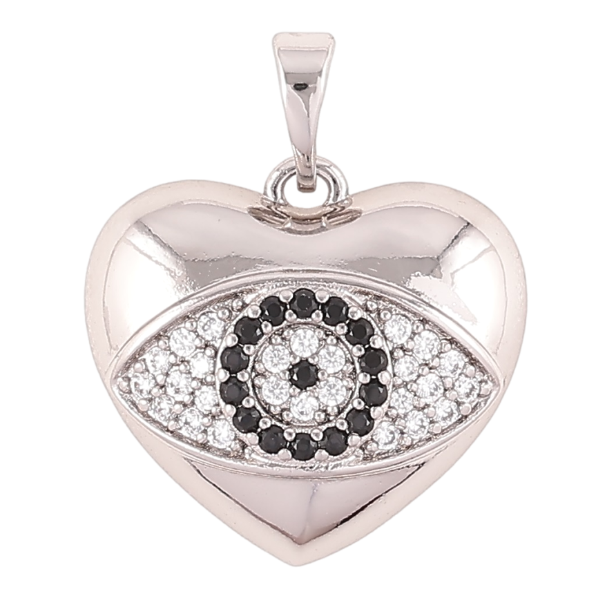 Кулон Xuping Родий Сердце с узором цирконием глаз для цепочки до 5мм фото №1