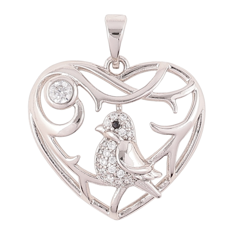 Кулон Xuping Родий Сердце с птичкой для цепочки до 5мм фото №1