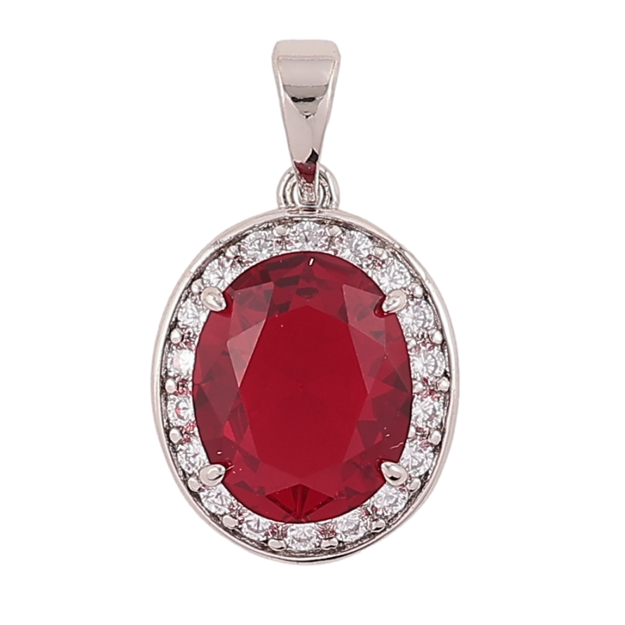 Кулон Xuping Родій «Червоний фіаніт в обрамленні цирконію» для ланцюжка до 5мм фото №1