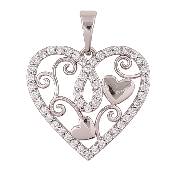 Кулон Xuping Родій «Сердечко з візерунком і цирконієм» для ланцюжка до 5мм фото №23