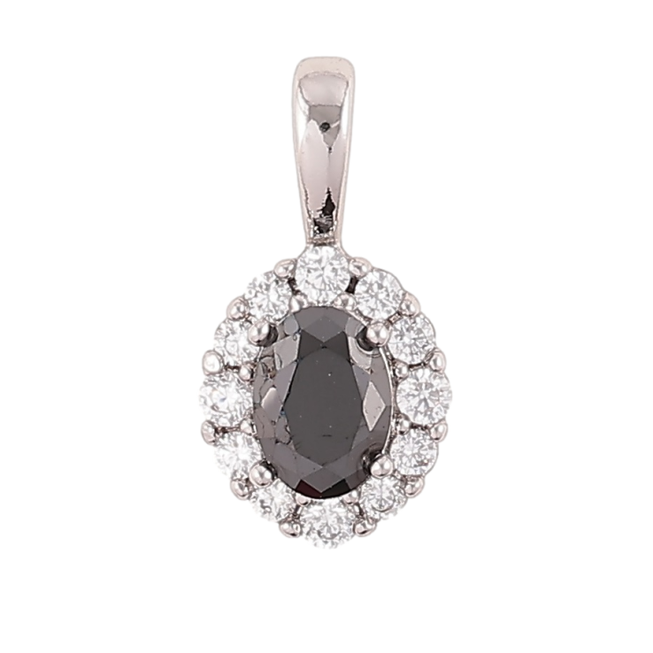 Кулон Xuping Родий Черный фианит в обрамлении циркония для цепочки до 3мм фото №3