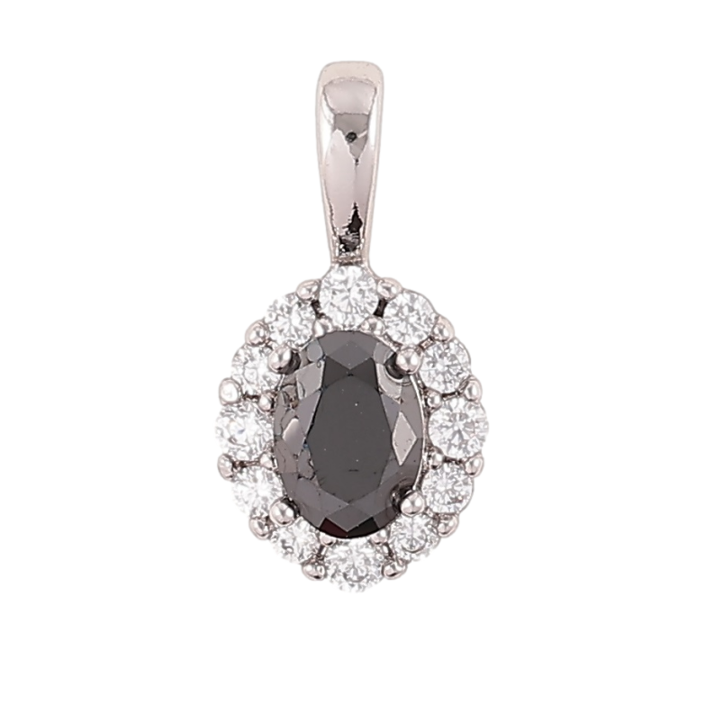 Кулон Xuping Родій «Чорний фіаніт в обрамленні цирконію» для ланцюжка до 3мм фото №1