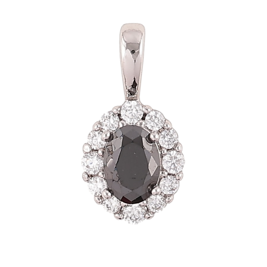 Кулон Xuping Родий Черный фианит в обрамлении циркония для цепочки до 3мм фото №1