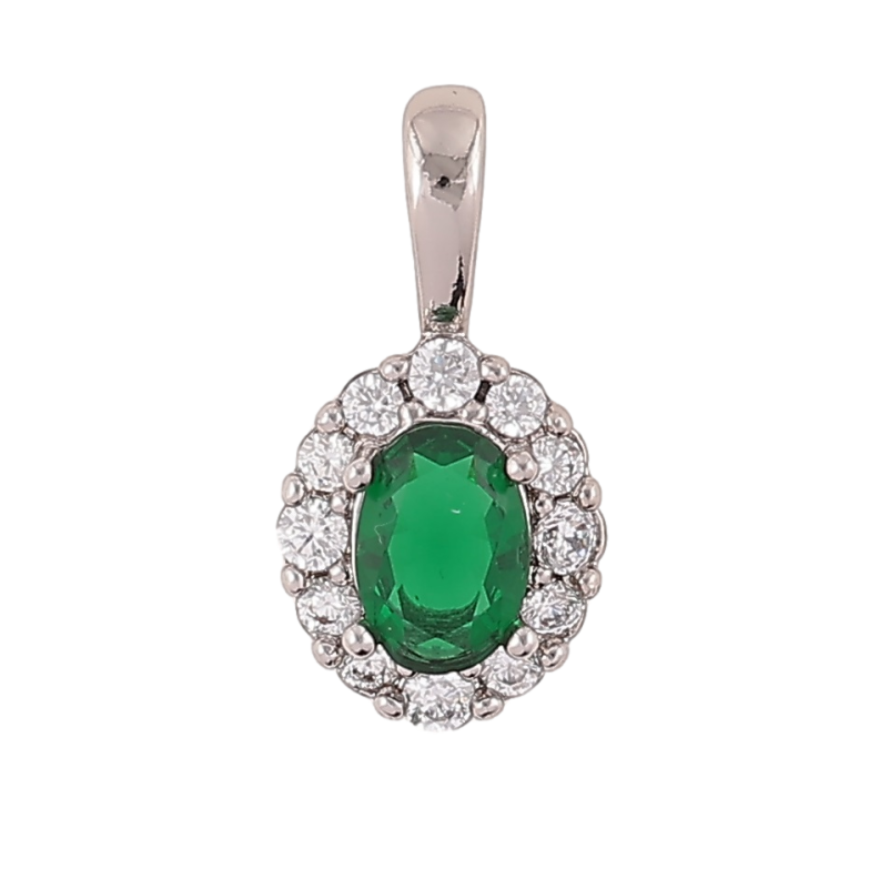 Кулон Xuping Родій «Зелений фіаніт в обрамленні цирконію» для ланцюжка до 3мм фото №5