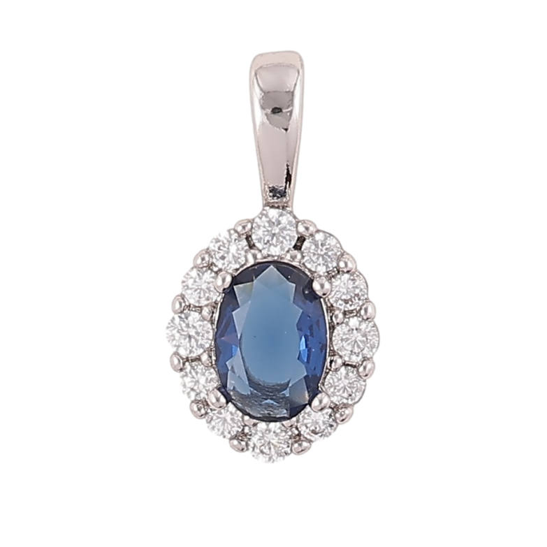 Кулон Xuping Родий Синий фианит в обрамлении циркония для цепочки до 3мм фото №1