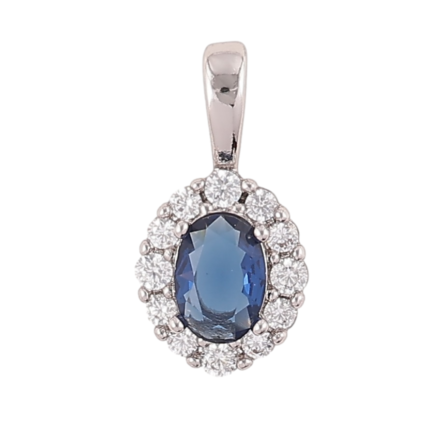 Кулон Xuping Родий Синий фианит в обрамлении циркония для цепочки до 3мм фото №1