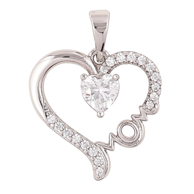 Кулон Xuping Родій «Сердечко з цирконієм і написом «Мама» для ланцюжка до 5мм фото №13 Кулон Xuping Родій «Сердечко з цирконієм і написом «Мама» для ланцюжка до 5мм фото №13