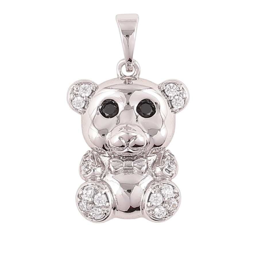 Кулон детский Xuping Родий Мишка с цирконием для цепочки до 5мм фото №1