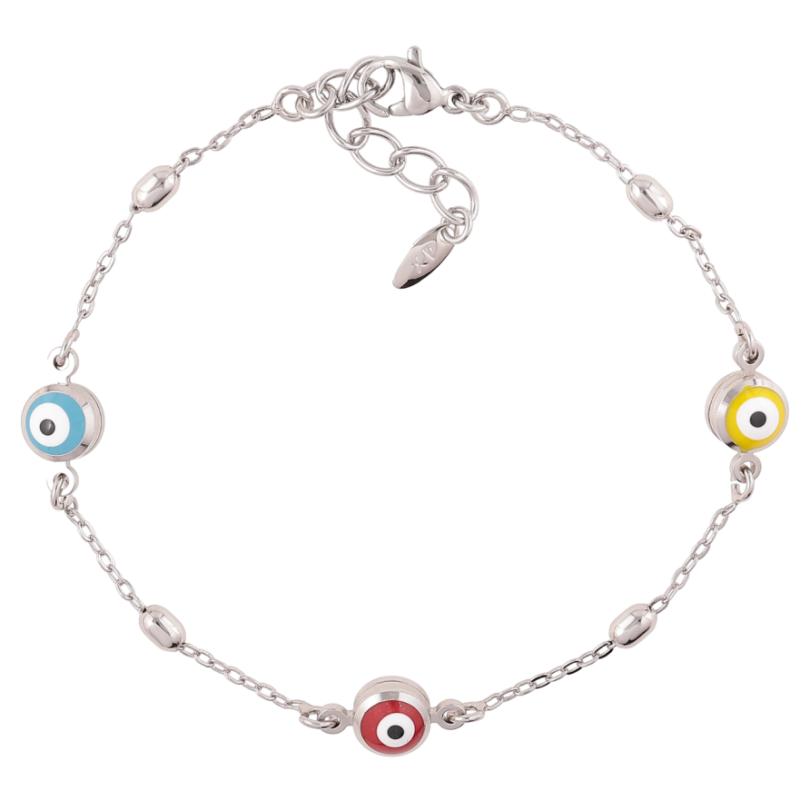 Браслет Xuping Родий Цепочка Якорная с оберегом Глаз Фатимы размер с доп. цепочкой 19-22см х 1.5мм фото №1