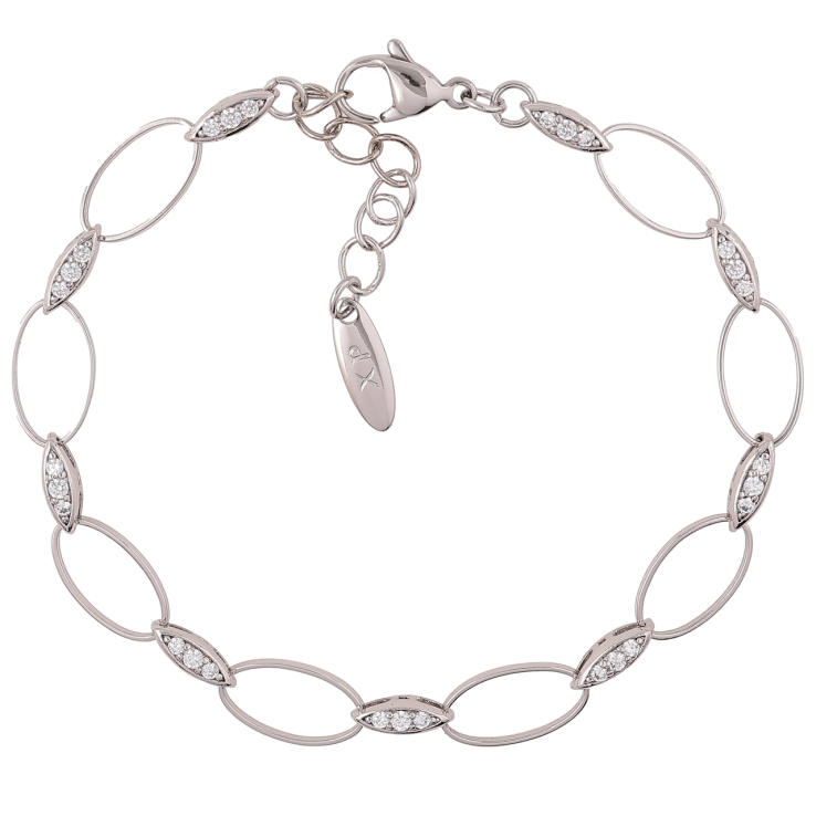 Браслет Xuping Родий Овальные звенья с цирконием размер с доп. цепочкой 18-21см х 2-7мм фото №11