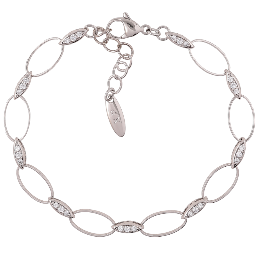 Браслет Xuping Родий Овальные звенья с цирконием размер с доп. цепочкой 18-21см х 2-7мм фото №1