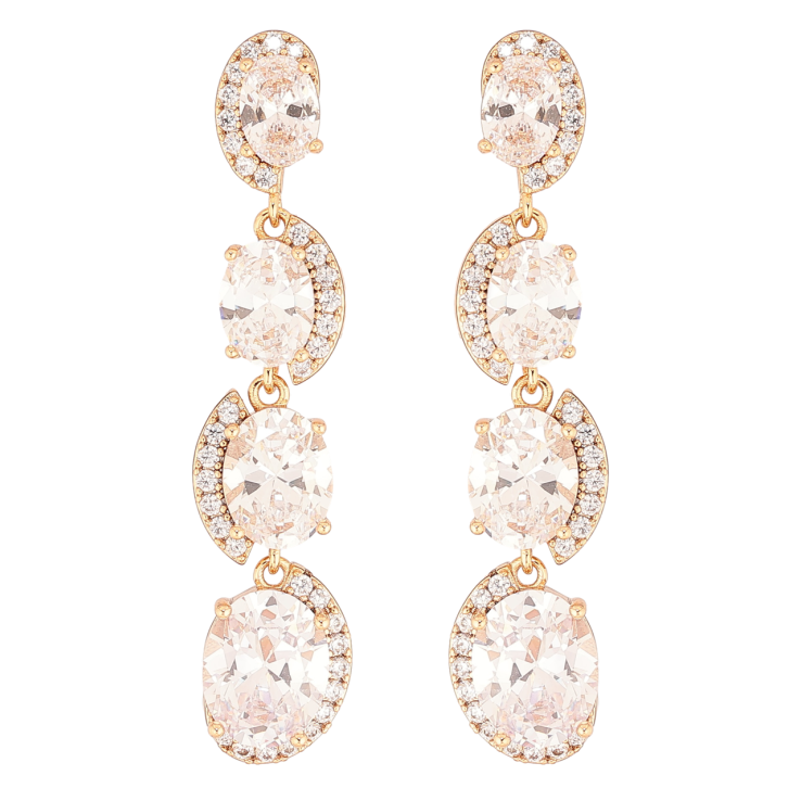 Сережки Xuping QQMM Позолота 18K пусети «Витончені кришталеві підвіски» фото №8