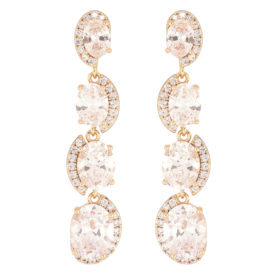 Сережки Xuping QQMM Позолота 18K пусети «Витончені кришталеві підвіски» фото №1