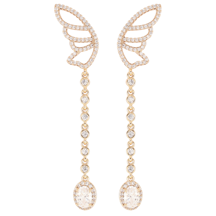 Серьги Xuping QQMM Позолота 18K пусеты Крылья бабочки с кристальными подвесками фото №1