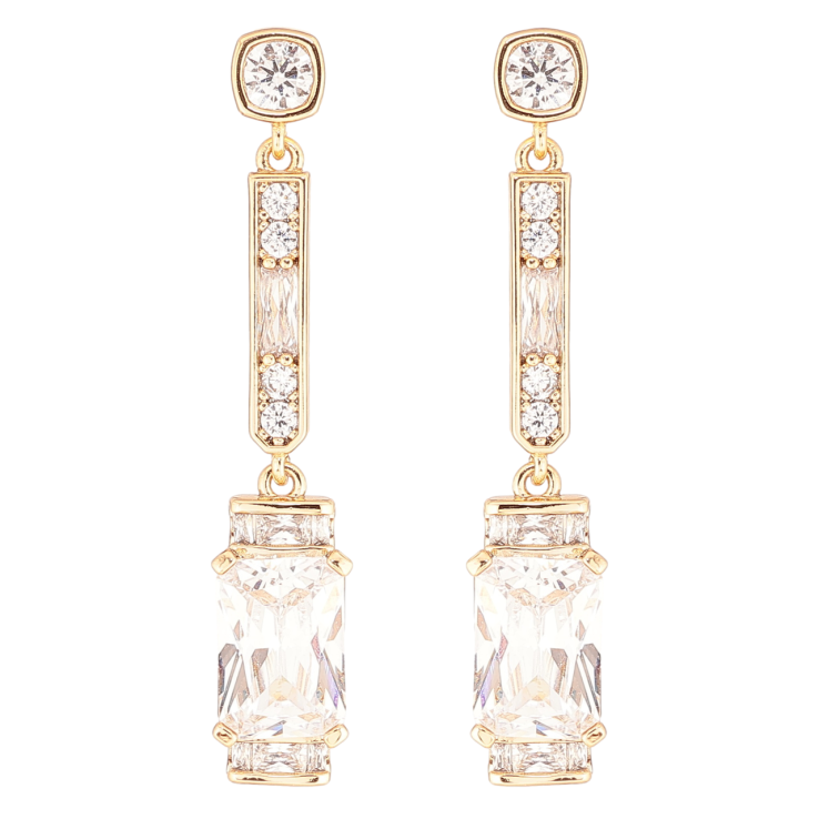 Серьги Xuping QQMM Позолота 18K пусеты Кристальные подвески с фианитами фото №25