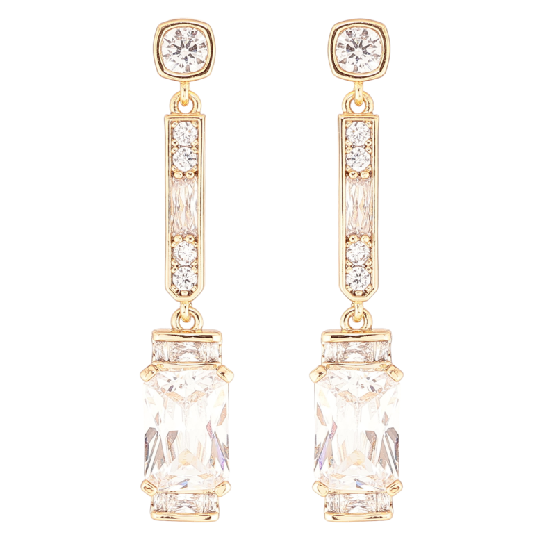 Сережки Xuping QQMM Позолота 18K пусети «Кришталеві підвіски з фіанітами» фото №1