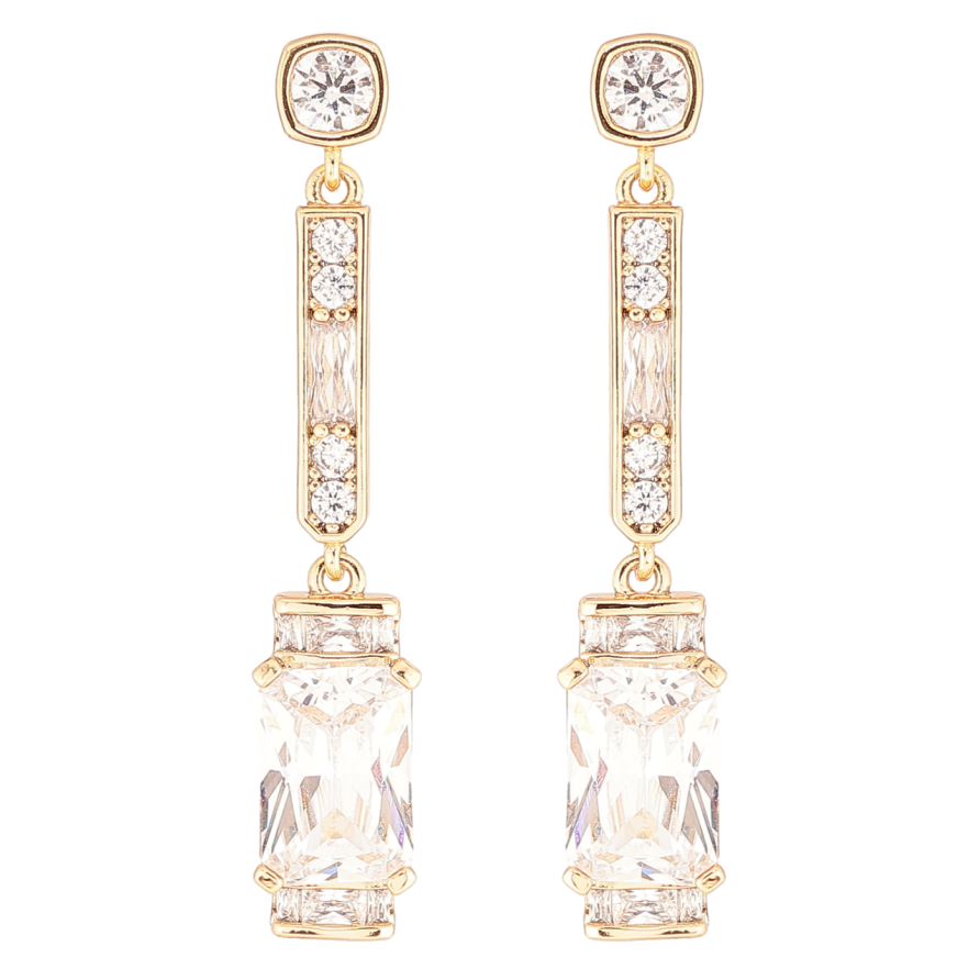 Серьги Xuping QQMM Позолота 18K пусеты Кристальные подвески с фианитами фото №1