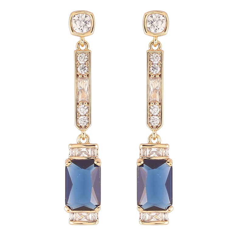 Серьги Xuping QQMM Позолота 18K пусеты Кристальные подвески с синими фианитами фото №1 Серьги Xuping QQMM Позолота 18K пусеты Кристальные подвески с синими фианитами фото №1