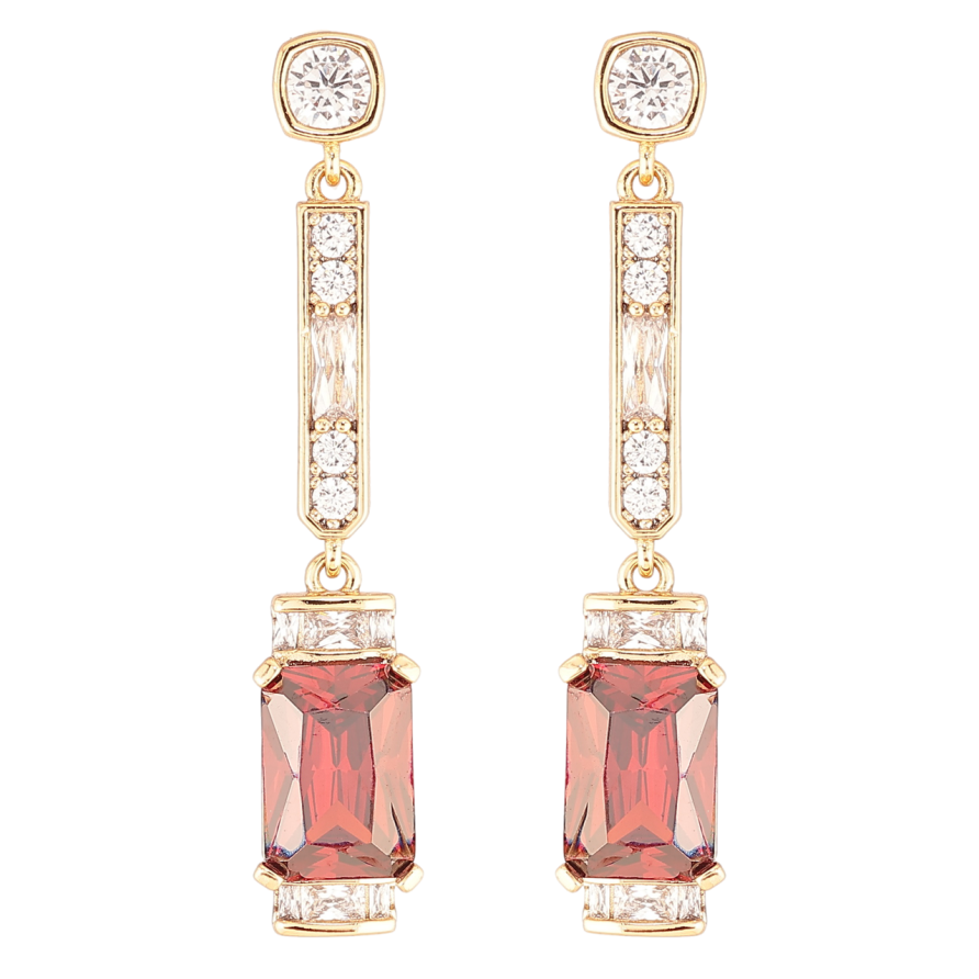 Сережки Xuping QQMM Позолота 18K пусети «Кришталеві підвіски з червоними фіанітами» фото №1 Сережки Xuping QQMM Позолота 18K пусети «Кришталеві підвіски з червоними фіанітами» фото №1